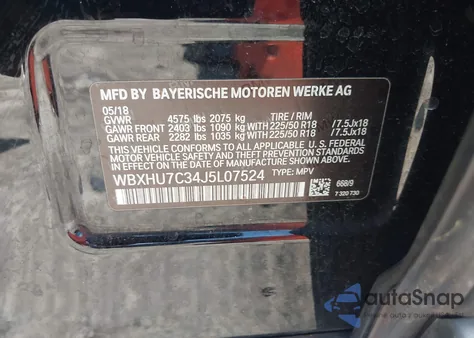 2018 BMW X1 Sdrive28I из США, поврежденный, VIN WBXHU7C34J5L07524